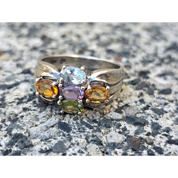 Woman's PREMIER DESIGNS PD Multi Stone Sterling Silver Ring Size 11 - Picture 1 of 9